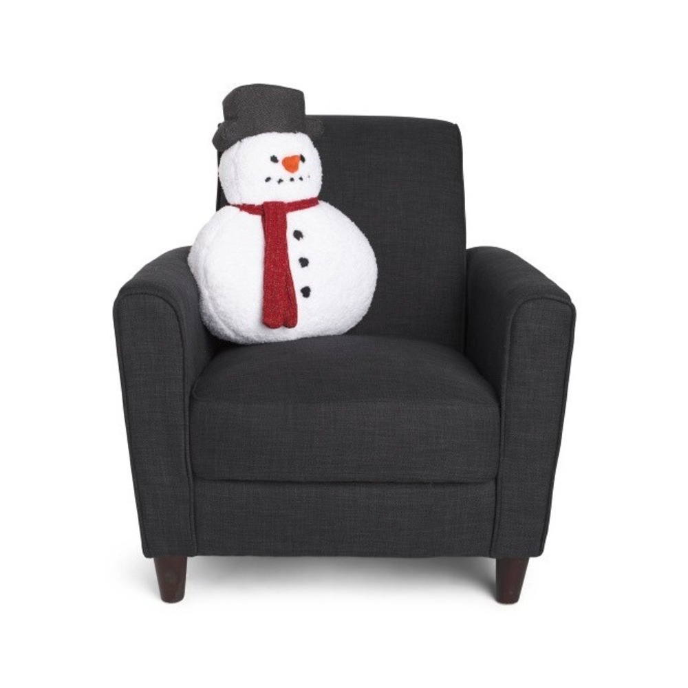 Isaac Mizrahi Sherpa Snowman Shaped Pillow 14x22 Holiday Winter Christmas NEW